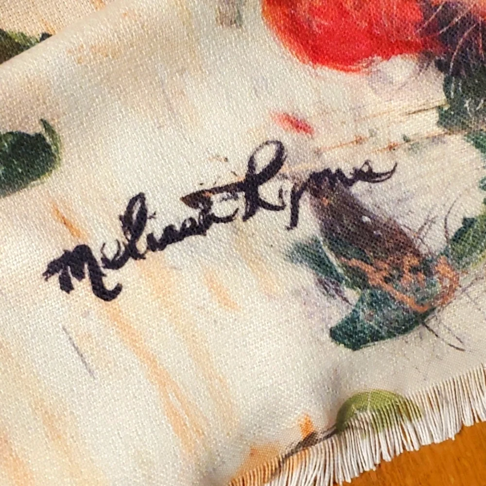 Melissa Lyons A Rose is a Rose Soft Lightweight Fringe Blanket‎ Off White Floral